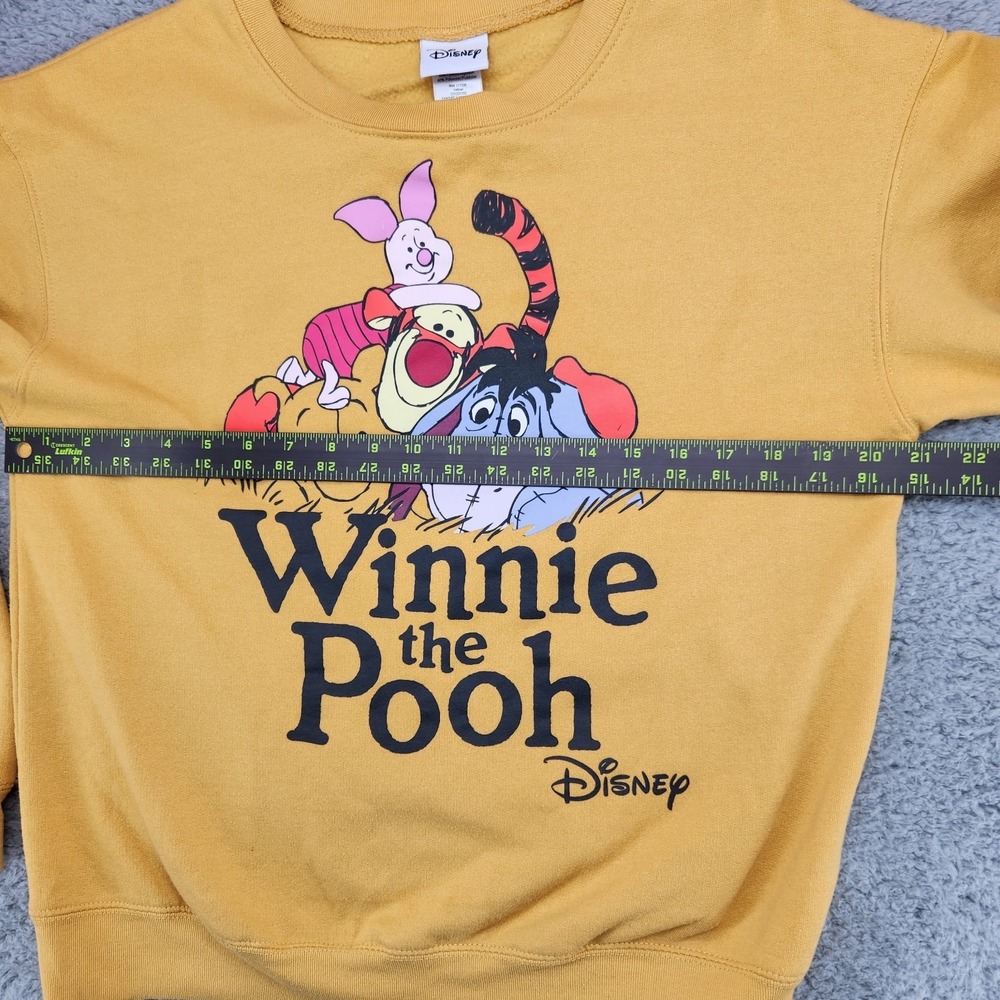 Disney Winnie The Pooh Crew Neck Sweatshirt Juniors M (7-9) Yellow Long Sleeve - Picture 5 of 8